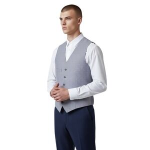 Banana Republic Mens 40R Gingham Vest Classic Fit Suit Separate Navy White